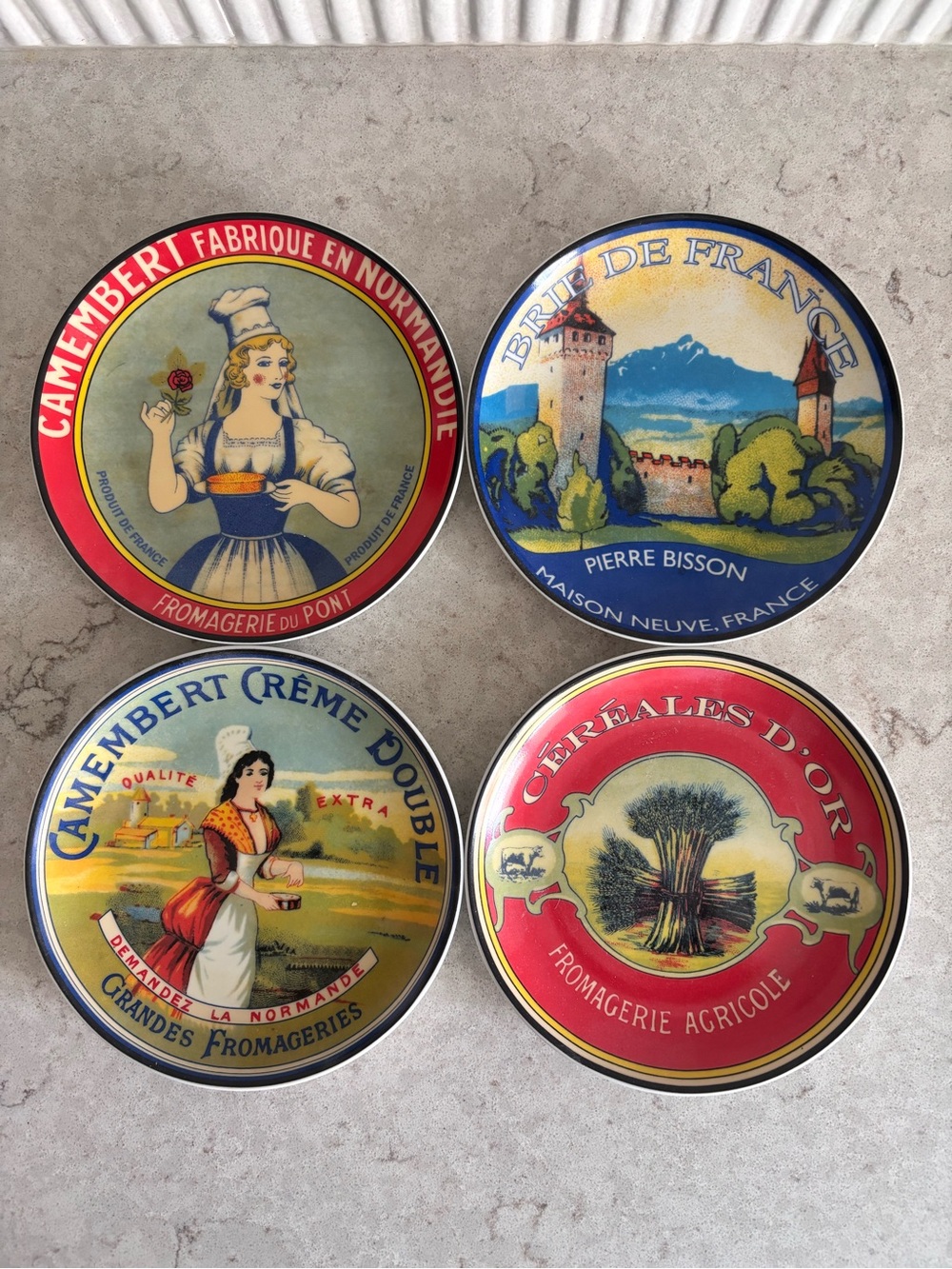 Vintage BIA French Camembert Cheese Plates 6.5 inches 2004 - Set of 4